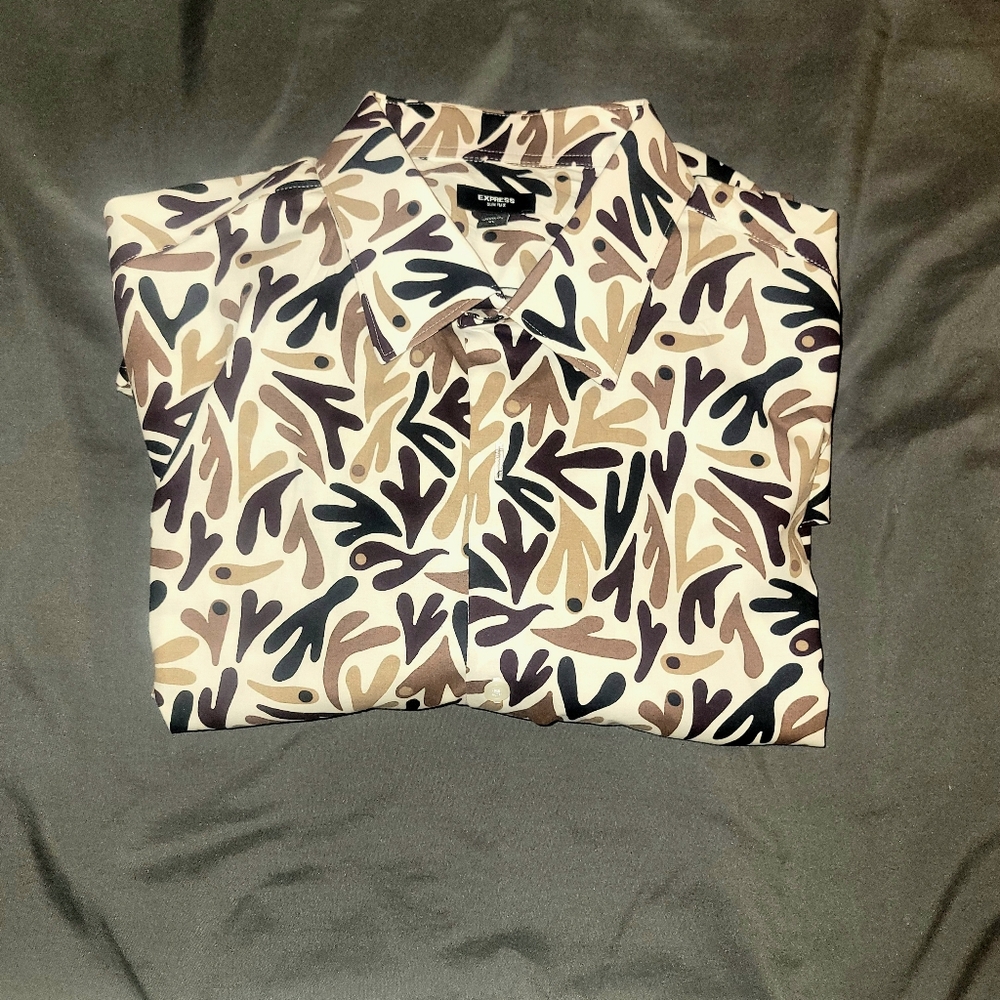 Men's Express Leaf Pattern Slim Fit Shirt